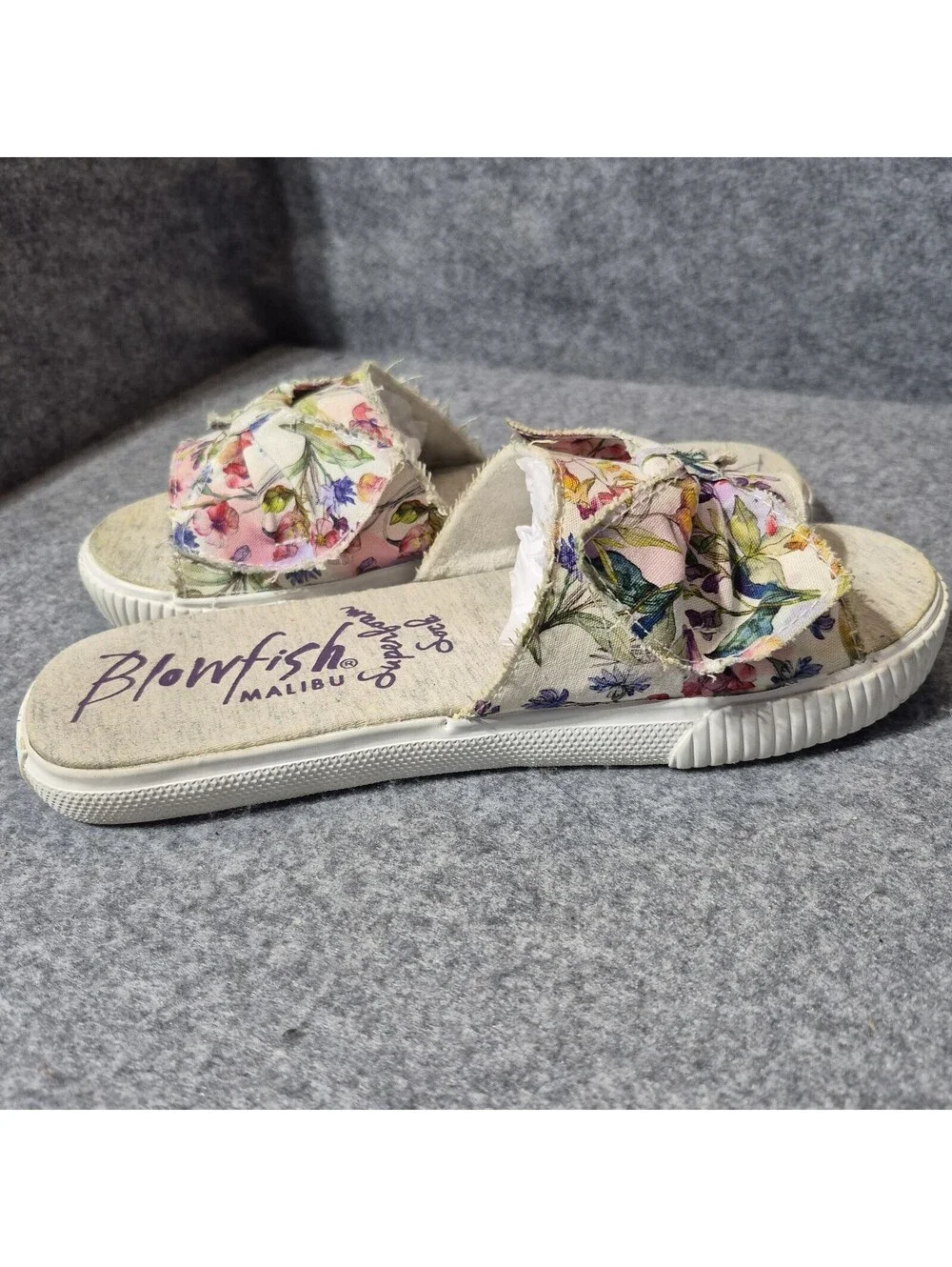Blowfish Malibu Women's Floral Bow Slide Sandals Slip On Multicolor Size 8